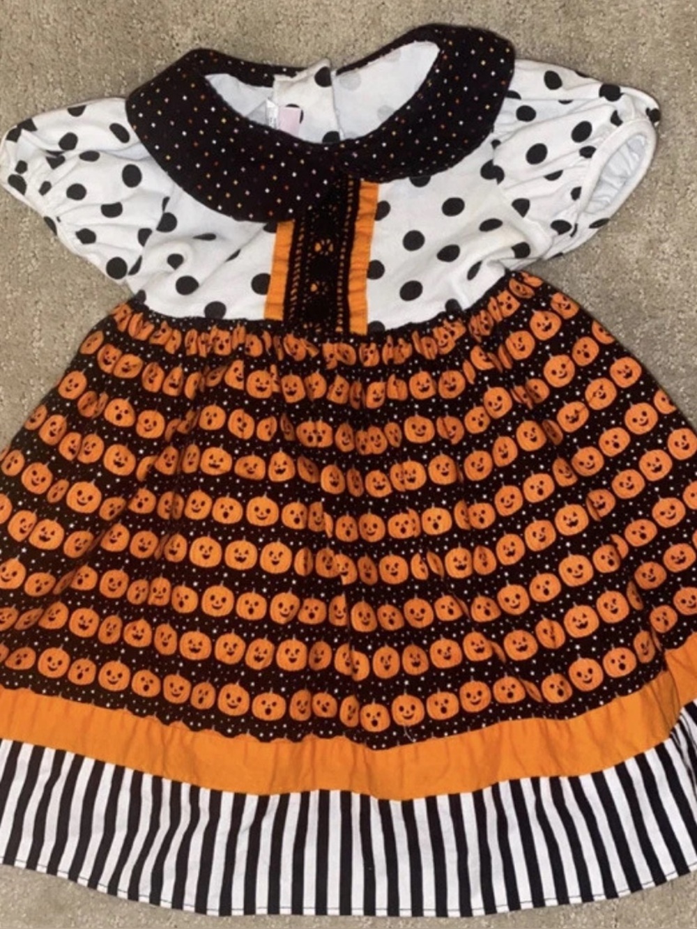 Ricrac And Ruffles Halloween Dress Size 3T Samantha Pumpkin Short Sleeve